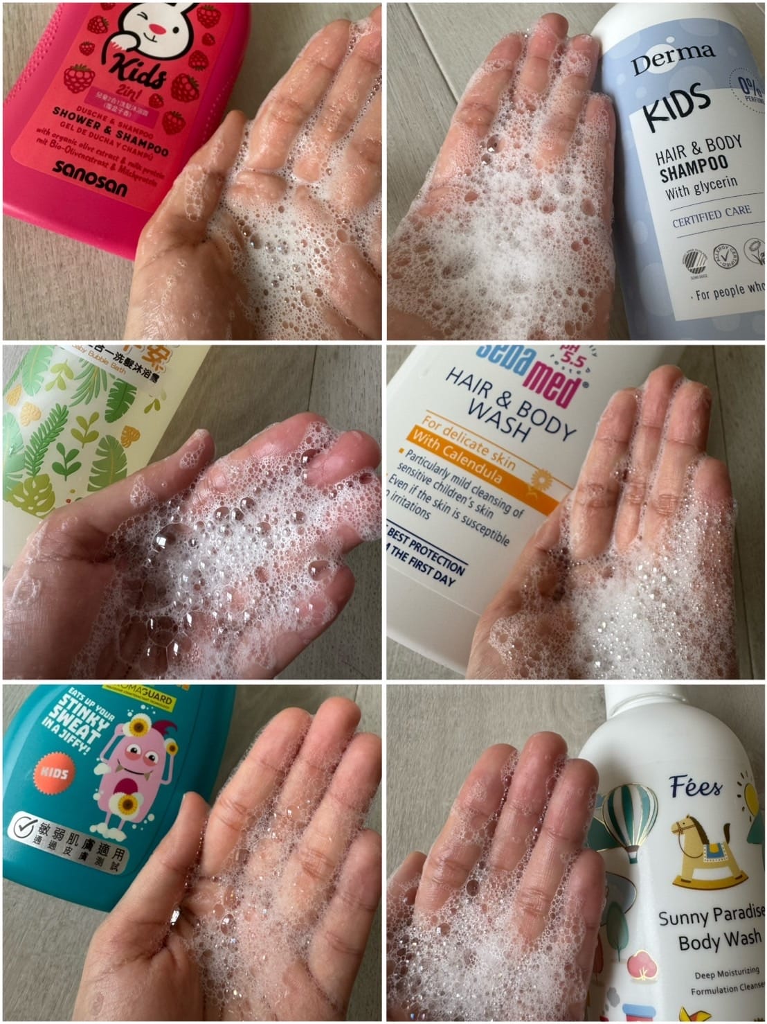 [育] 兒童洗髮、兒童沐浴6產品評比 - DERMA、珊諾、